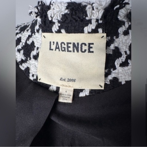 L’agence Adette Houndstooth Black and White Jacket/Size 4 - Picture 7 of 8